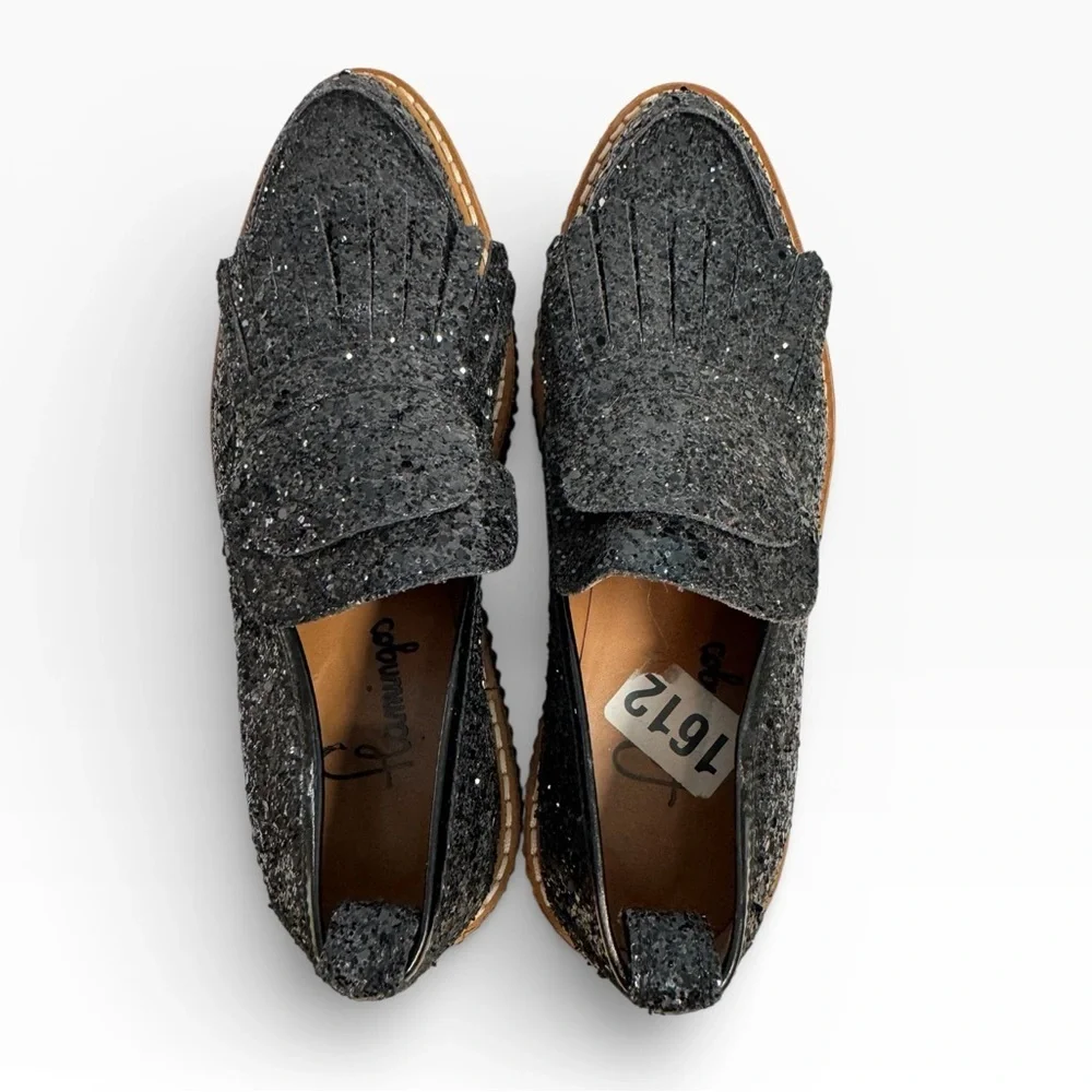 Flamingos Black Glitter Fringe Loafer Platform Shoes Women’s EU 37 US 6.5–7